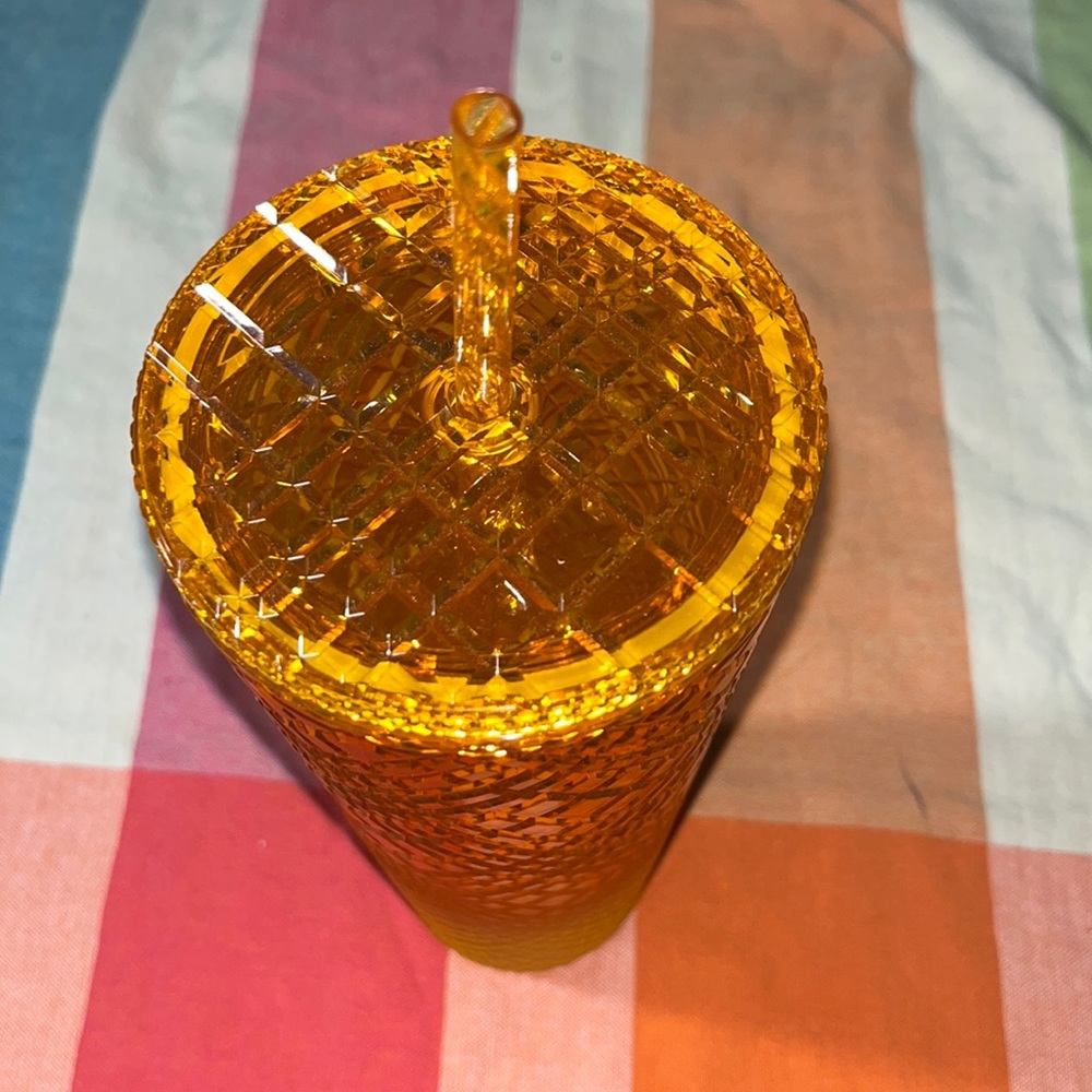 Starbucks 2022 Summer Cold Cup Venti 24oz Yellow Mango Ombre Jeweled Tumbler - Picture 2 of 3